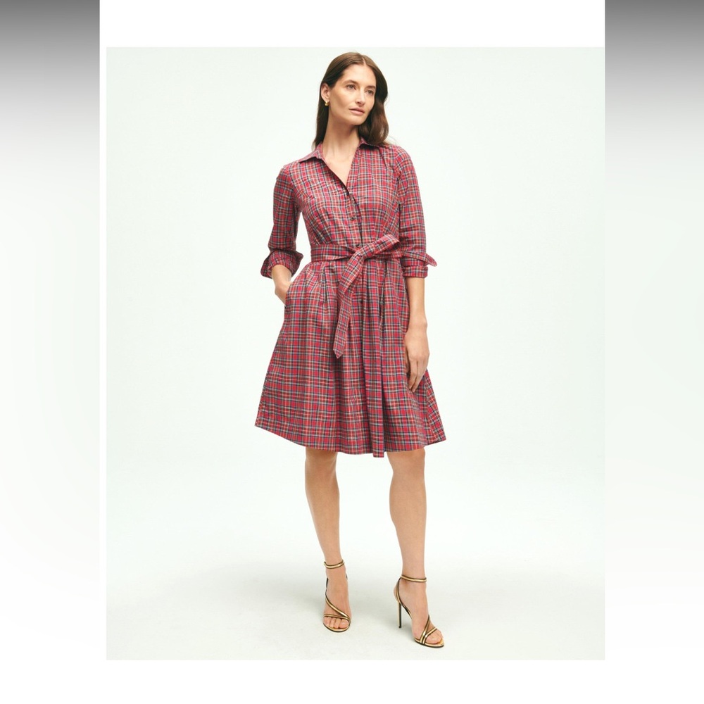 EUC BROOKS BROTHERS Cotton A-Line Plaid Shirt Dress. Very comfortable and light.